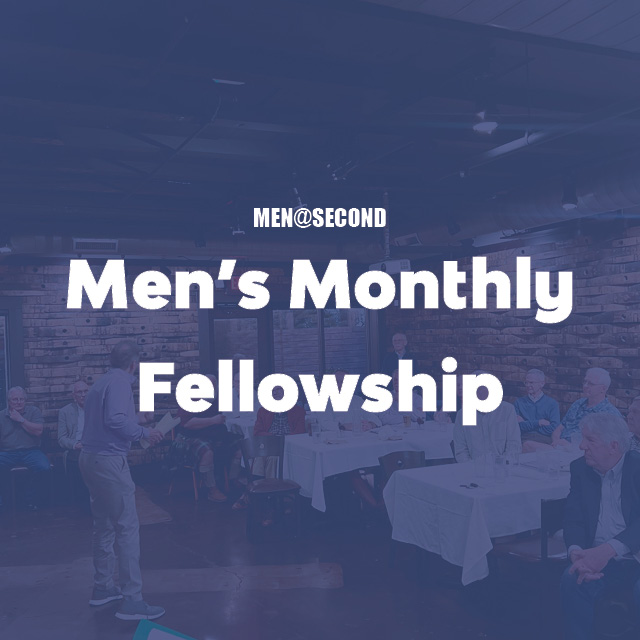 Men's Monthly Fellowship (formerly Revival)
Next Date: October 22, 6 – 8 PM, The Roost in Nora
Join Men@Second and guest speaker for this monthly gathering of food, faith, and fellowship.
